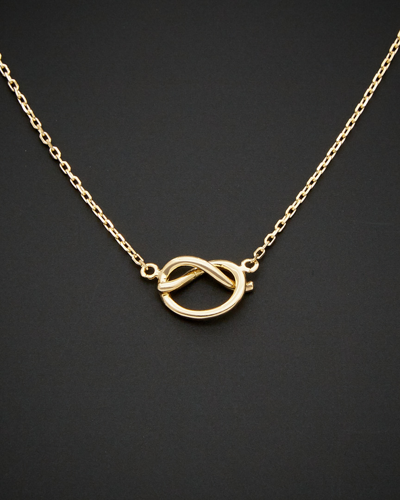 Italian Gold Love Knot Adjustable Length Necklace