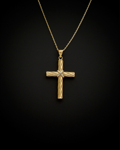 Italian Gold Two-tone Fancy Cross Necklace