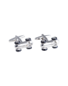 BEY-BERK BEY-BERK RHODIUM PLATED RACE CAR DESIGN CUFFLINKS