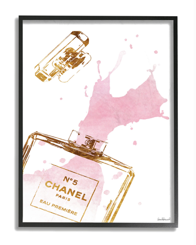 Stupell Glam Perfume Bottle Splash Pink Gold Framed Art Framed Art