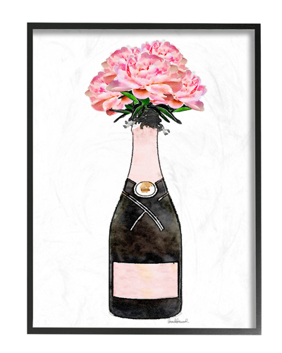 Stupell Champagne Bottle Pink Flowers Watercolor By Amanda Greenwood Framed Art
