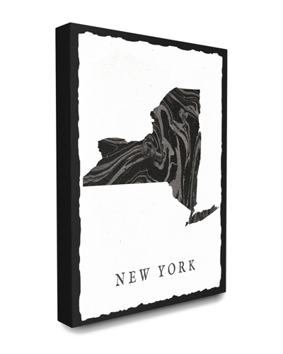 Stupell Black And Grey Marbled Paper New York State Silhouette