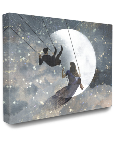 Stupell The  Home Decor Collection Grey And Blue Celestial Love Sky Swinging By The Full Moon