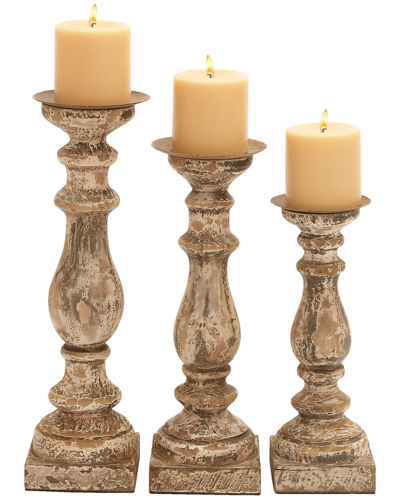 Peyton Lane Set Of 3 Wood Candle Holders
