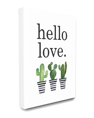 Stupell Home Decor Collection Hello Love Typography With Watercolor Cacti And Striped Pots