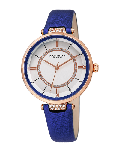 Akribos Xxiv Women's Leather Watch In Blue