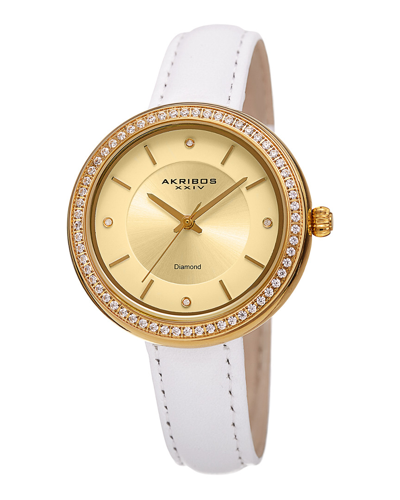 Akribos Xxiv Women's Leather Diamond Watch