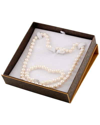 Splendid Pearls Rhodium Plated 7-8mm Freshwater Pearl Set