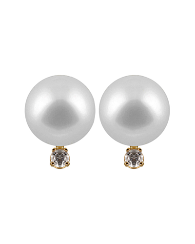 Splendid Pearls 14k 0.02 Ct. Tw. Diamond & 5-5.5mm Akoya Pearl Earrings
