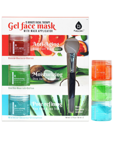 Pursonic 3 Pack Facial Therapy Gel Face Mask With Mask Applicator