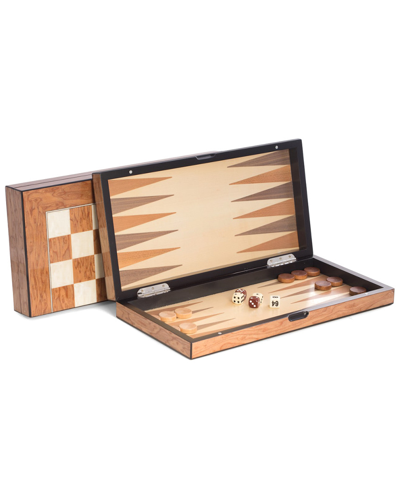 Bey-berk Lacquer-finished Travel Game Set, Brown