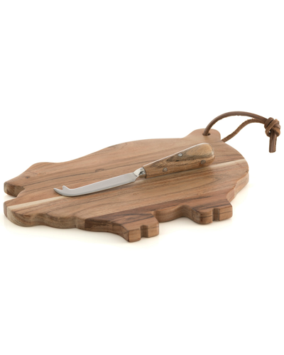 Shiraleah Piggy Platter And Cheese Knife Set In Brown