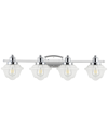 Jonathan Y Orleans 35.75in 4-light Iron/glass Coastal Cottage Led Vanity Light In Metallic