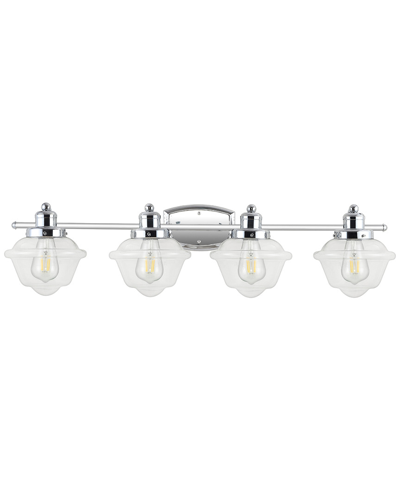 Jonathan Y Orleans 35.75in 4-light Iron/glass Coastal Cottage Led Vanity Light In Metallic