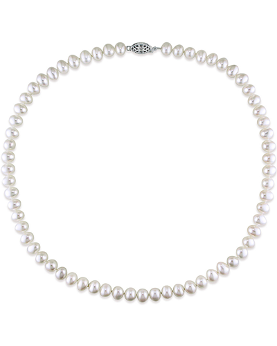 Pearls Silver 6.5-7mm Pearl Single Strand Necklace