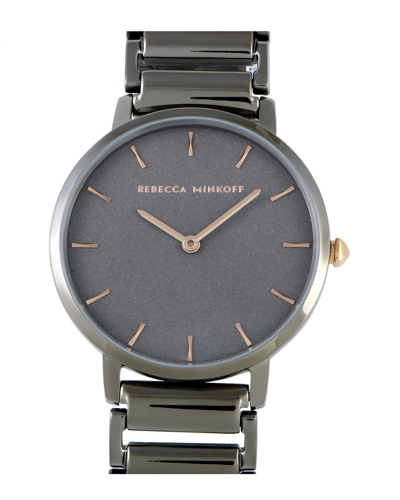 Rebecca Minkoff Major Quartz Grey Sandblasted Dial Ladies Watch 2200261 In Gold Tone / Grey / Rose / Rose Gold Tone