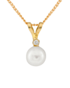 SPLENDID PEARLS SPLENDID PEARLS 14K 0.01 CT. TW. DIAMOND & 5-5.5MM AKOYA PEARL NECKLACE