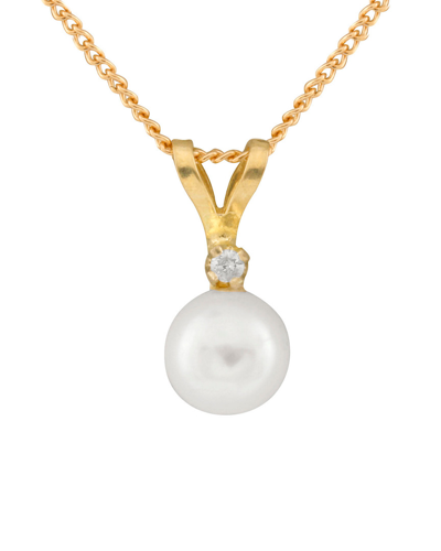 Splendid Pearls 14k 0.01 Ct. Tw. Diamond & 5-5.5mm Akoya Pearl Necklace