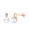 RINA LIMOR RINA LIMOR 10K ROSE GOLD 0.16 CT. TW. DIAMOND & WHITE SAPPHIRE 8-8.5MM PEARL STUDS