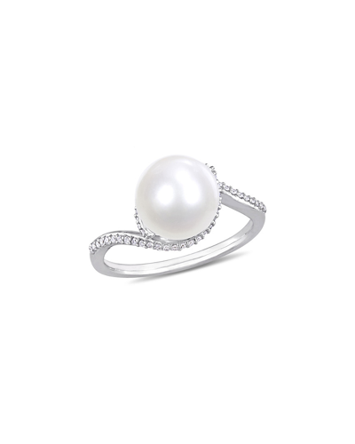 Rina Limor 10k 0.15 Ct. Tw. Diamond 9-9.5mm Pearl Twist Crossover Ring