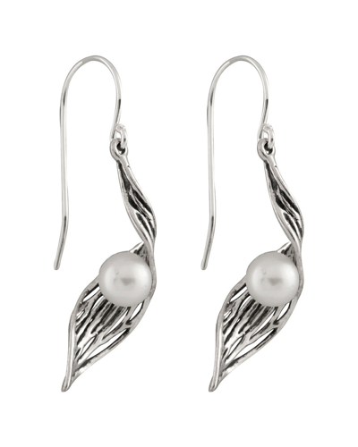 Splendid Pearls Silver 6-6.5mm Pearl Drop Earrings