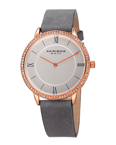 Akribos Xxiv Women's Swarovski Leather Watch