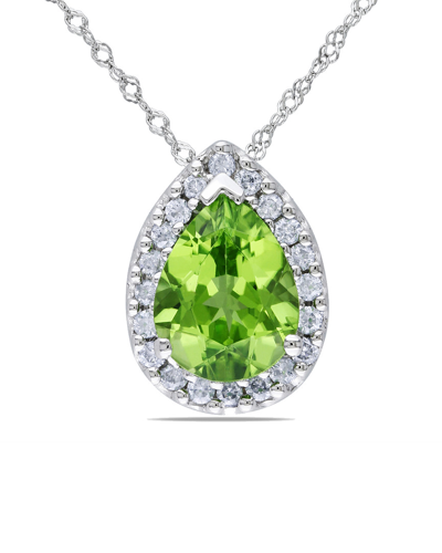 Rina Limor 14k 1.84 Ct. Tw. Diamond & Peridot Pendant Necklace