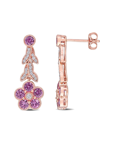 Rina Limor 10k Rose Gold 1.86 Ct. Tw. Diamond & Pink Sapphire Studs