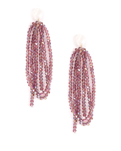 Eye Candy La Lindsay Purple Drop Beaded Earring In Pink