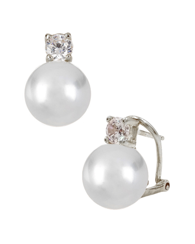 Savvy Cie Classique Silver Pearl & Cz Earrings