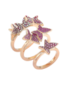 Swarovski Lilia 18k Rose Gold Plated Stainless Steel Pink And Clear Crystals Stackable Rings