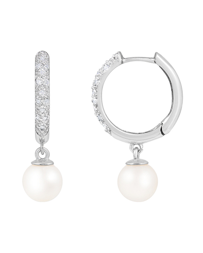 Masako Pearls Splendid Pearls 14k 0.14 Ct. Tw. Diamond & 6.5-7mm Akoya Pearl Earrings