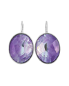 Swarovski Oval Rhodium-plated Stainless Steel And Purple Crystal Earrings