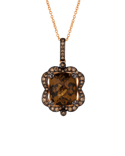 Le Vian 14k Rose Gold 4.00 Ct. Tw. Diamond & Caramel Quartz Pendant Necklace