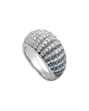 Swarovski Luxury Rhodium-plated Stainless Steel Black And Clear  Crystals Ring