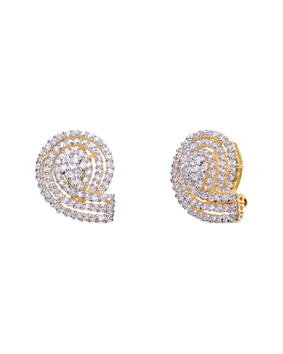 Genevive 18k Over Silver Cz Drop Earrings
