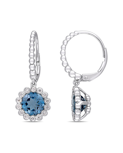Rina Limor 14k 3.41 Ct. Tw. Diamond & London-blue Topaz Earrings