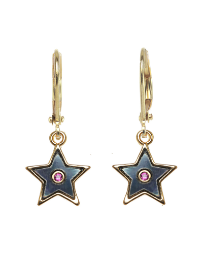 Rachel Reinhardt Gold Filled Cz & Enamel Star Earrings