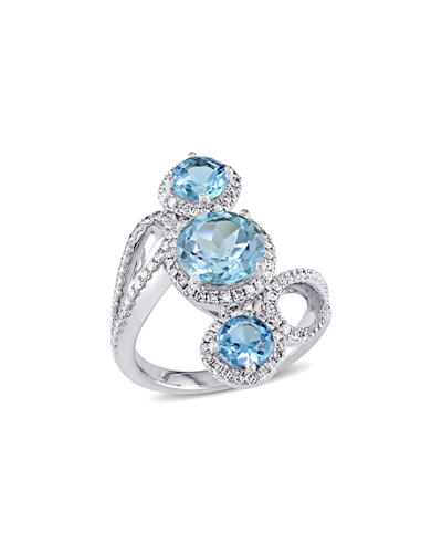 Diamond Select Cuts 18k 4.45 Ct. Tw. Diamond & Blue Topaz Ring