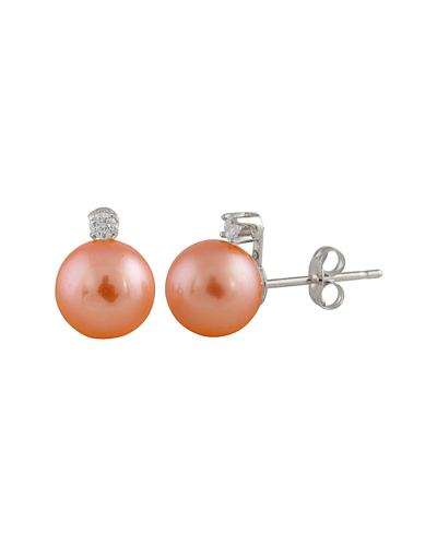 Splendid Pearls 14k 0.06 Ct. Tw. Diamond & 7-7.5mm Freshwater Pearl Drop Earrings