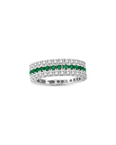 Suzy Levian Set Of 3 14k 1.66 Ct. Tw. Diamond & Emerald Eternity Rings