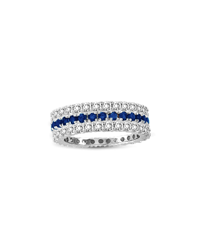 Suzy Levian Set Of 3 14k 1.80 Ct. Tw. Diamond & Sapphire Eternity Rings