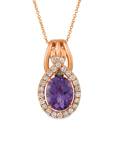 Le Vian 14k Rose Gold 2.71 Ct. Tw. Diamond & Amethyst Pendant Necklace