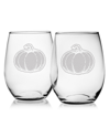 Susquehanna Glass Set Of Four 21oz Pumpkin Stemless Glasses