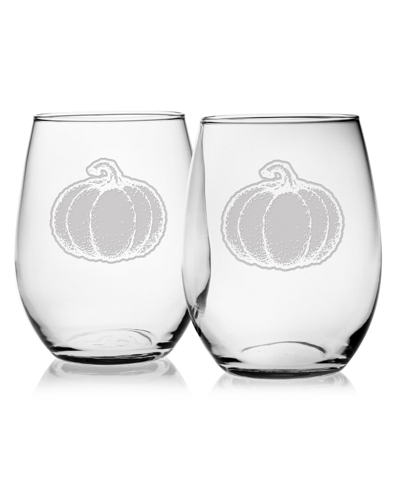 SUSQUEHANNA GLASS SUSQUEHANNA GLASS SET OF FOUR 21OZ PUMPKIN STEMLESS GLASSES