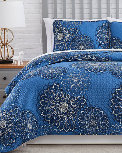 South Shore Linens Midnight Floral Quilt Set In Blue