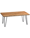 ALATERRE ALATERRE HAIRPIN NATURAL LIVE EDGE WOOD WITH METAL 48IN LARGE COFFEE TABLE