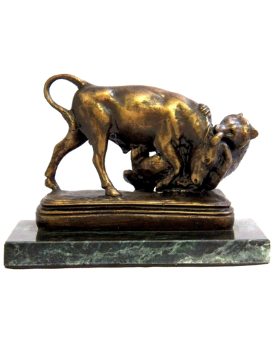 Bey-berk Eternal Struggle Of Bull & Bear Bronzed Finished Sculpture