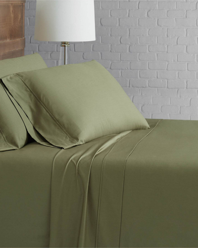 Brooklyn Loom Solid Cotton Percale Olive Green 3pc Duvet Set