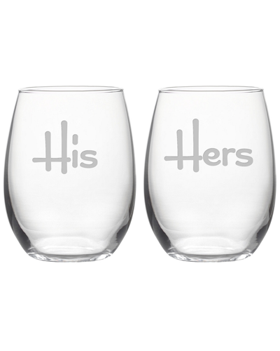Susquehanna Glass Set Of 2 His & Hers Stemless Wine Glasses